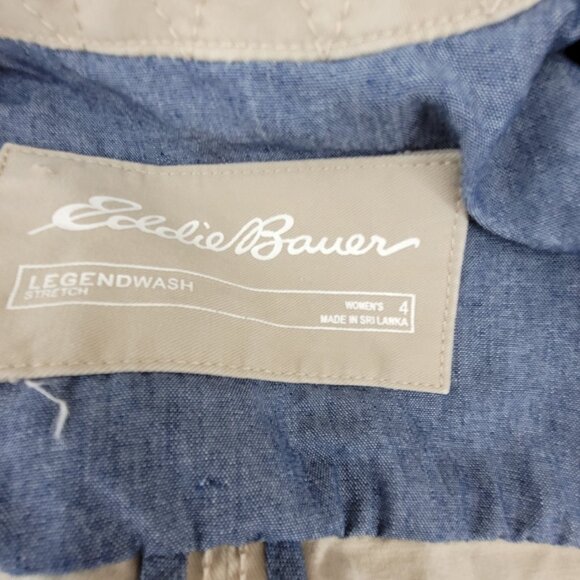 Eddie Bauer Jacket Womens 4 Khaki Legend Wash Blazer Twill Denim Utility Chore - Picture 3 of 13